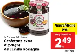 Lidl Le Conserve della Nonna Confettura extra di prugna dell'Emilia Romagna offerta