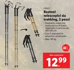 Lidl CRIVIT Bastoni telescopici da trekking, 2 pezzi offerta
