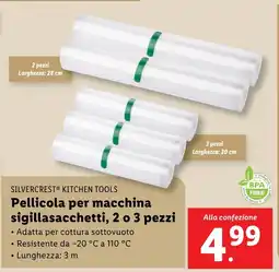 Lidl SILVERCREST KITCHEN TOOLS Pellicola per macchina sigillasacchetti, 2 o 3 pezzi offerta
