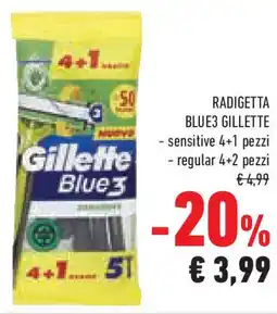 Conad Superstore Radigetta blue3 gillette sensitive 4+1 pezzi - regular 4+2 pezzi offerta