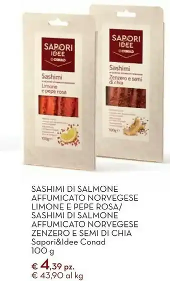 Conad City Sashimi zenzero e semi di chia limone e pepe rosa sashimi di salmone affumicato norvegese limone e pepe rosa/ sashimi di salm offerta
