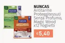 NUNCAS Antitarme Proteggitessuti Senza Profumo, Magic Wood x12 Foglietti