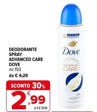 Iperal Deodorante spray advanced care DOVE offerta