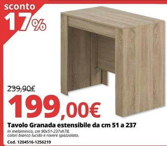 Brico Io Tavolo granada estensibile da cm 51 a 237 offerta