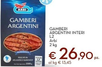 Conad Gamberi argentini interi congelati 2000 g(ml) offerta