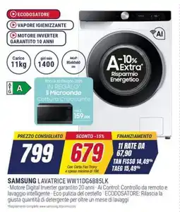 Trony SAMSUNG LAVATRICE WW11DG6B85LK offerta