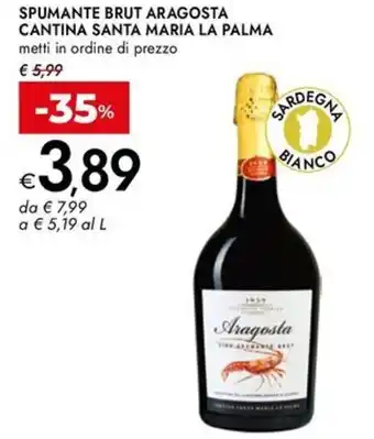 Bennet Spumante brut aragosta cantina santa maria la palma offerta