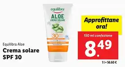 Lidl Equilibra Aloe Crema solare SPF 30 offerta