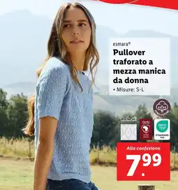 Lidl esmara Pullover traforato a mezza manica da donna offerta