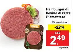 Lidl Hamburger di bovino di razza Piemontese offerta