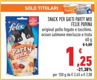 Conad Snack per gatti Party Mix Felix Purina offerta