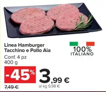 Carrefour Linea Hamburger Tacchino e Pollo Aia offerta