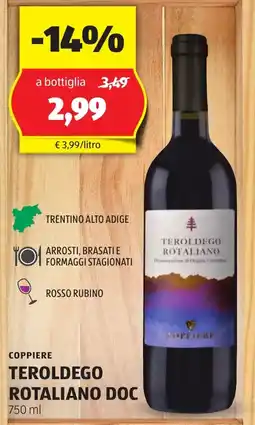 ALDI Coppiere teroldego rotaliano doc offerta