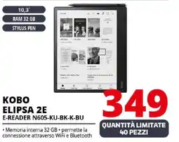 KOBO ELIPSA 2E E-READER N605-KU-BK-K-BU