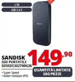 Comet SANDISK SSD PORTATILE SDSSDE302T00G26 offerta