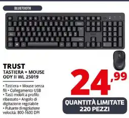 Comet TRUST TASTIERA + MOUSE ODY II WL 25019 offerta
