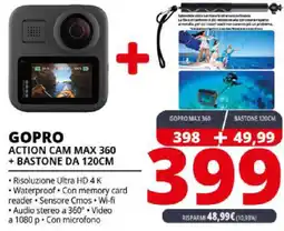 Gopro action cam max 360 + bastone da 120cm