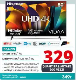 Comet Hisense Smart TV 50" 4K Dolby Vision/HDR 10+/HLG offerta