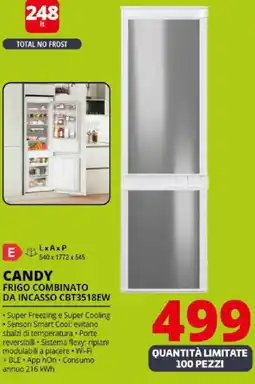 Comet Candy frigo combinato da incasso CBT3518EW offerta