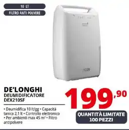 Comet De'longhi deumidificatore DEX210SF offerta
