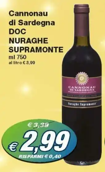 Prix Quality Nuraghe Supramonte Cannonau di Sardegna DOC 750ml offerta