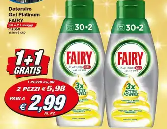 Prix Quality Fairy Gel Platinum Detersivo 30+2 lavaggi 650ml offerta