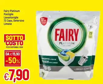 Fairy Platinum Pastiglie Lavastoviglie 73 Caps, Detersivo Limone