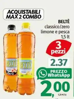 Pam BELTÈ classico/zero limone e pesca offerta