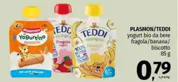 Pam PLASMON/TEDDI yogurt bio da bere fragola/banana/ biscotto offerta