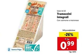 Lidl Select & go tramezzini integrali con salmone e maionese 140 g offerta