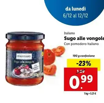 Lidl Sugo alle vongole offerta