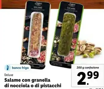 Lidl Deluxe salame con granella di nocciola o di pistacchi offerta