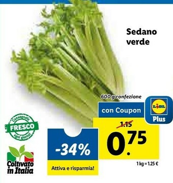 Lidl Sedano verde 600 g offerta