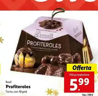 Lidl Profiteroles torta con bigne 750 g offerta