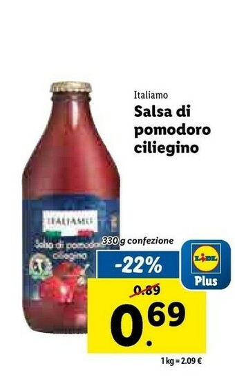 Lidl Salsa di pomodoro ciliegino 330 g(ml) offerta
