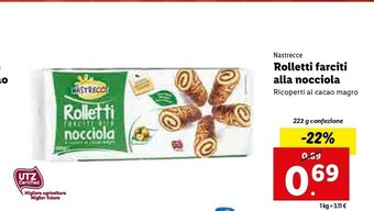 Lidl Rolletti farciti alla nocciola ricoperti al cacao magro offerta