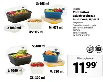 Lidl Ernesto contenitori salvafreschezza in silicone, 4 pezzi offerta