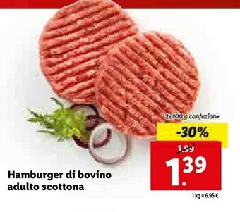 Lidl Hamburger di bovino adulto scottona offerta