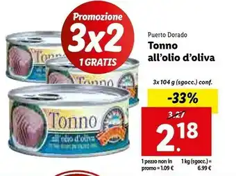 Lidl Puerto dorado tonno all'olio d'oliva offerta