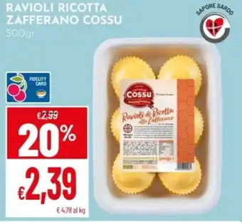 Pan Ravioli ricotta zafferano COSSU offerta