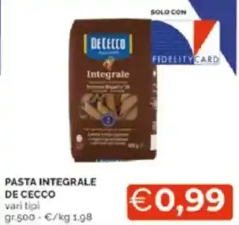 Mercatò Pasta integrale DE CECCO offerta