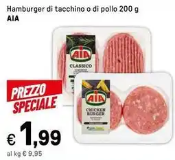 Iper La Grande Hamburger di tacchino o di pollo AIA offerta