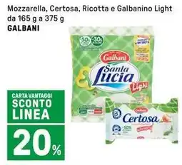 Iper La Grande Mozzarella, Certosa, Ricotta e Galbanino Light GALBANI offerta