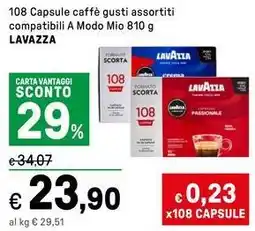 Iper La Grande 108 Capsule caffè gusti assortiti compatibili A Modo Mio LAVAZZA offerta