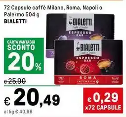 Iper La Grande 72 Capsule caffè Milano, Roma, Napoli o Palermo BIALETTI offerta
