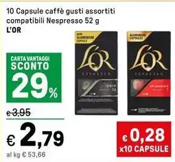 Iper La Grande 10 Capsule caffè gusti assortiti compatibili Nespresso L'OR offerta