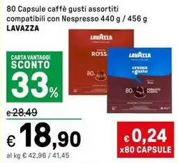 Iper La Grande 80 Capsule caffè gusti assortiti compatibili con Nespresso LAVAZZA offerta