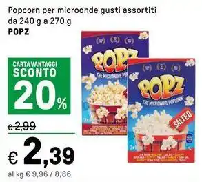 Iper La Grande Popcorn per microonde gusti assortiti POPZ offerta