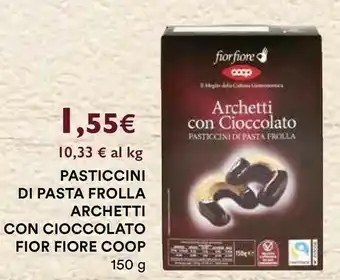 Ipercoop Coop - archetti con cioccolato pasticcini di pasta frolla fior fiore 150 g(ml) offerta