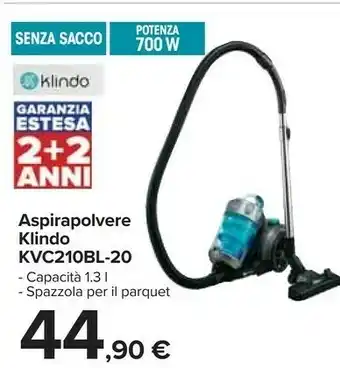 Carrefour Aspirapolvere kvc210bl-20 offerta